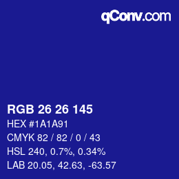 カラーコード: RGB 26 26 145 | qconv.com