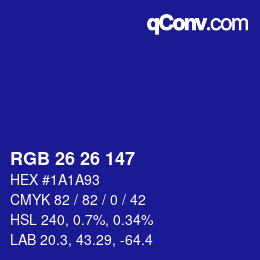 Farbcode: RGB 26 26 147 | qconv.com