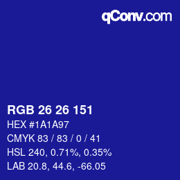 Color code: RGB 26 26 151 | qconv.com