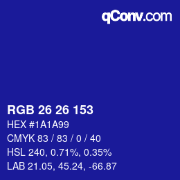 カラーコード: RGB 26 26 153 | qconv.com