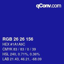 颜色代码: RGB 26 26 156 | qconv.com
