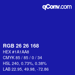 カラーコード: RGB 26 26 168 | qconv.com