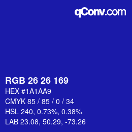 Color code: RGB 26 26 169 | qconv.com