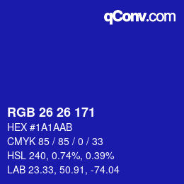 Color code: RGB 26 26 171 | qconv.com