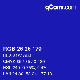 Color code: RGB 26 26 179 | qconv.com