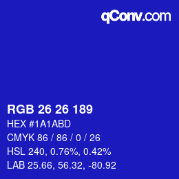 Color code: RGB 26 26 189 | qconv.com