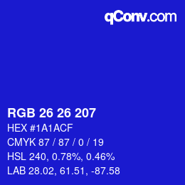 Color code: RGB 26 26 207 | qconv.com