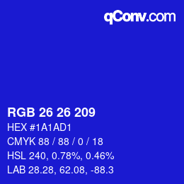 Color code: RGB 26 26 209 | qconv.com