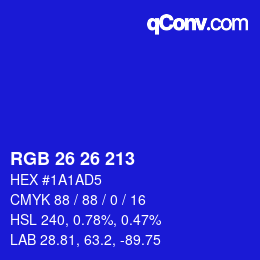 カラーコード: RGB 26 26 213 | qconv.com