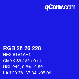Color code: RGB 26 26 228 | qconv.com