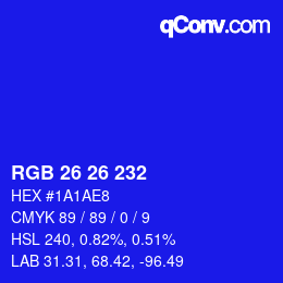 Color code: RGB 26 26 232 | qconv.com