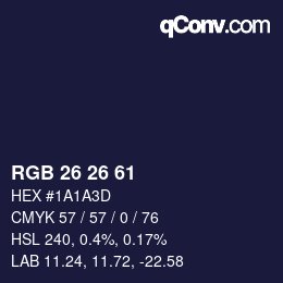Color code: RGB 26 26 61 | qconv.com