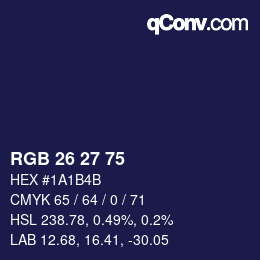 Color code: RGB 26 27 75 | qconv.com