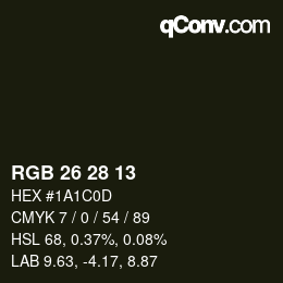 カラーコード: RGB 26 28 13 | qconv.com