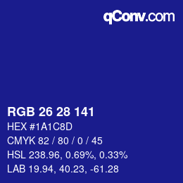 Color code: RGB 26 28 141 | qconv.com