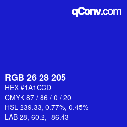 Color code: RGB 26 28 205 | qconv.com