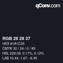 Color code: RGB 26 28 37 | qconv.com