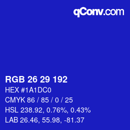 Color code: RGB 26 29 192 | qconv.com