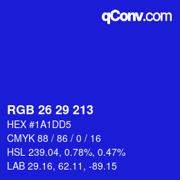 Color code: RGB 26 29 213 | qconv.com