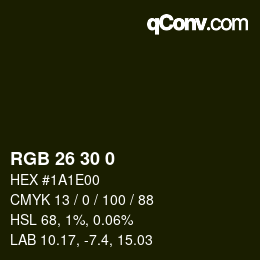 Farbcode: RGB 26 30 0 | qconv.com