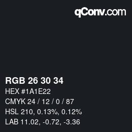 カラーコード: RGB 26 30 34 | qconv.com