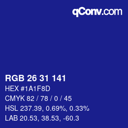 Color code: RGB 26 31 141 | qconv.com
