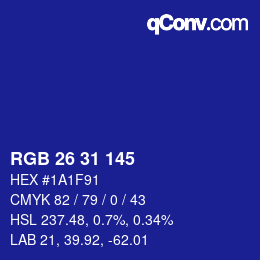 Color code: RGB 26 31 145 | qconv.com
