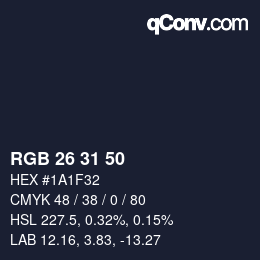 Color code: RGB 26 31 50 | qconv.com