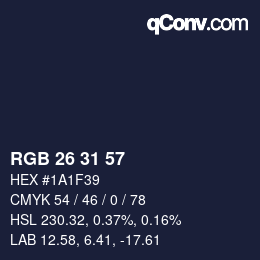 Color code: RGB 26 31 57 | qconv.com