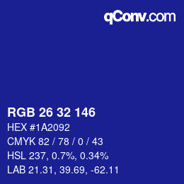 Color code: RGB 26 32 146 | qconv.com