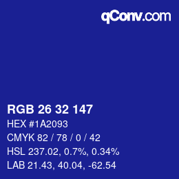 Color code: RGB 26 32 147 | qconv.com
