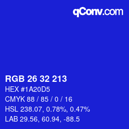 カラーコード: RGB 26 32 213 | qconv.com