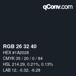 Color code: RGB 26 32 40 | qconv.com