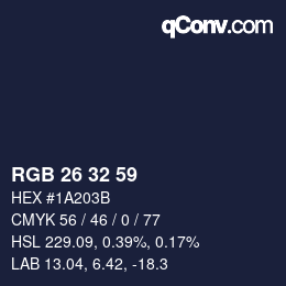 Color code: RGB 26 32 59 | qconv.com