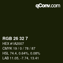 Color code: RGB 26 32 7 | qconv.com