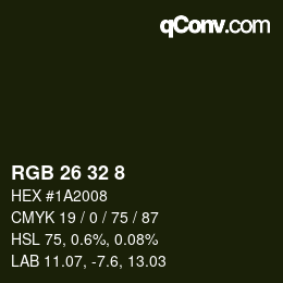 カラーコード: RGB 26 32 8 | qconv.com