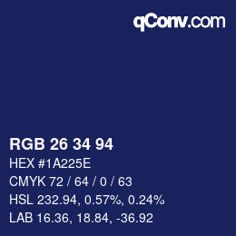 颜色代码: RGB 26 34 94 | qconv.com