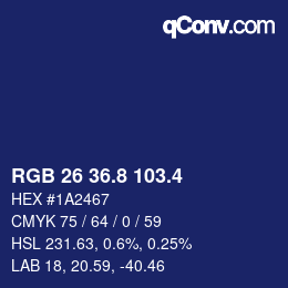カラーコード: RGB 26 36.8 103.4 | qconv.com