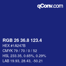 カラーコード: RGB 26 36.8 123.4 | qconv.com