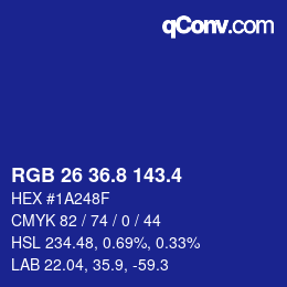 カラーコード: RGB 26 36.8 143.4 | qconv.com