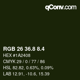 カラーコード: RGB 26 36.8 8.4 | qconv.com
