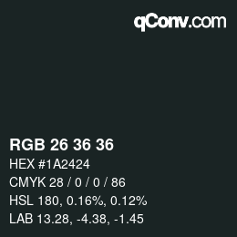 カラーコード: RGB 26 36 36 | qconv.com