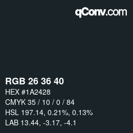 Code couleur: RGB 26 36 40 | qconv.com