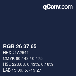 カラーコード: RGB 26 37 65 | qconv.com