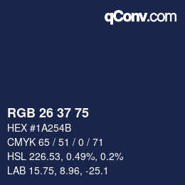 Color code: RGB 26 37 75 | qconv.com