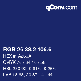 カラーコード: RGB 26 38.2 106.6 | qconv.com