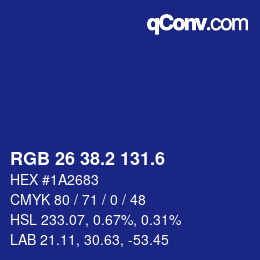 カラーコード: RGB 26 38.2 131.6 | qconv.com
