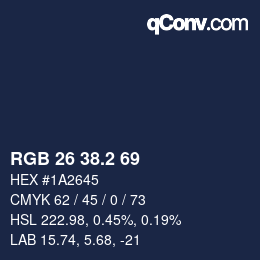 カラーコード: RGB 26 38.2 69 | qconv.com