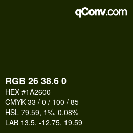 カラーコード: RGB 26 38.6 0 | qconv.com