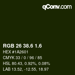 カラーコード: RGB 26 38.6 1.6 | qconv.com